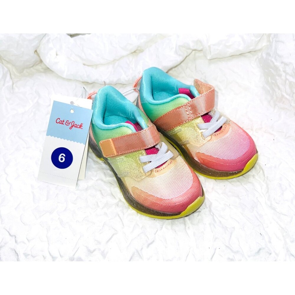 Cat & Jack Kids Light-Up Sneakers Size 6 Rainbow Gradient